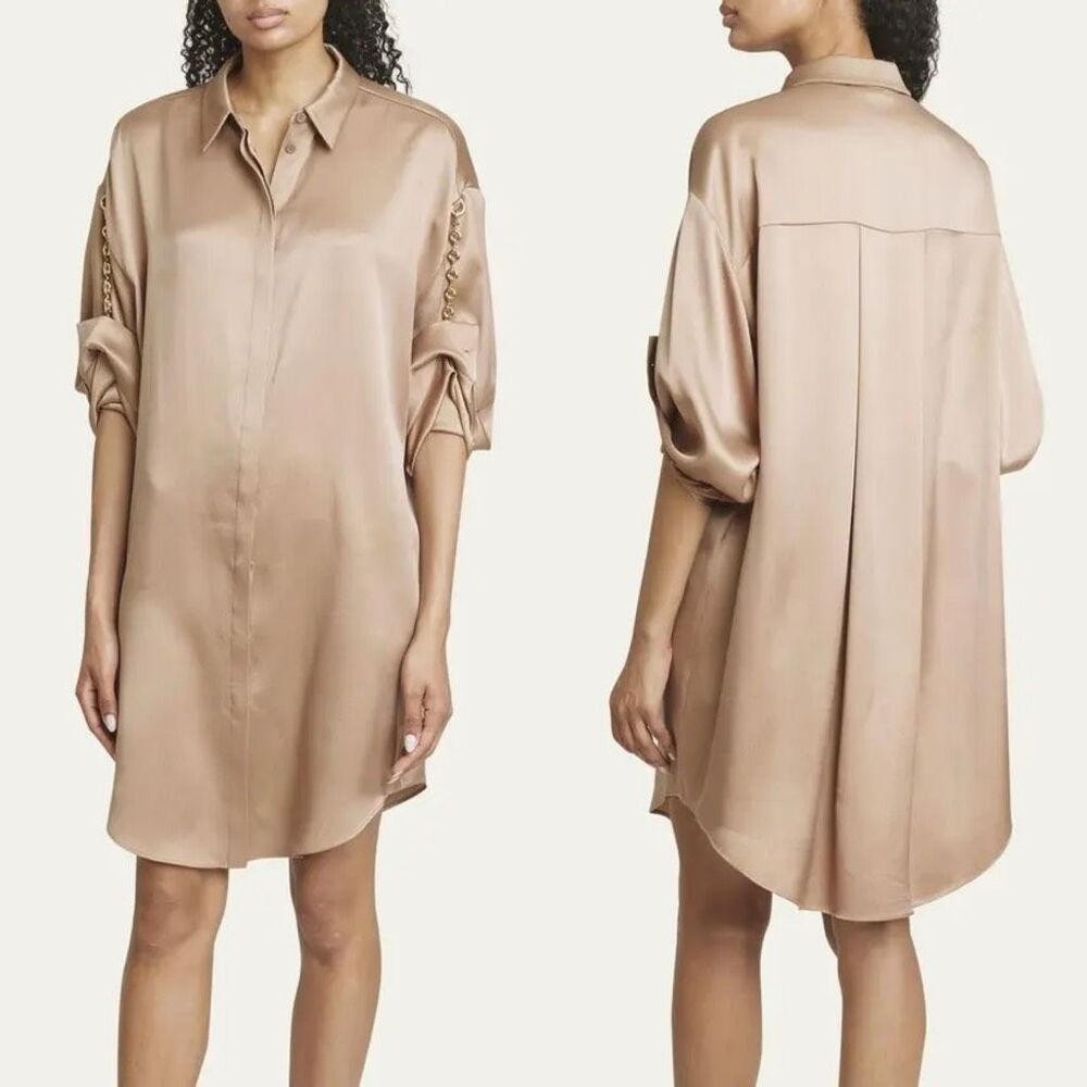 LOEWE Silk Shirtdress With Chain Details Size FR34/US2 $2500